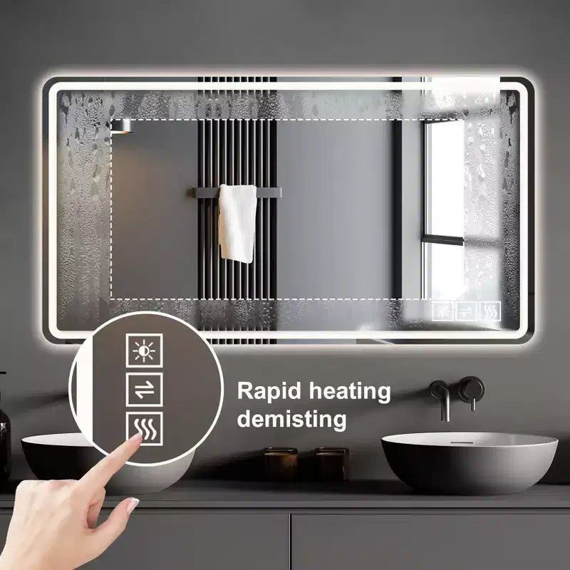 48x32 LED Bathroom Mirror: 3 Colors, 5-Level Dimmable, Anti-Fog, Wall Mounted, Horizontal/Vertical - Image 4
