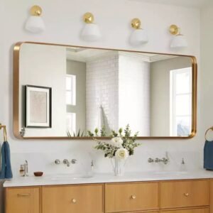 Rounded Rectangle Faux Electroplated Floor Mirror, 162x53cm, Bracketless