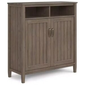 Medium Storage Cabinet Smoky Brown with Adjustable Shelves and Cord Management